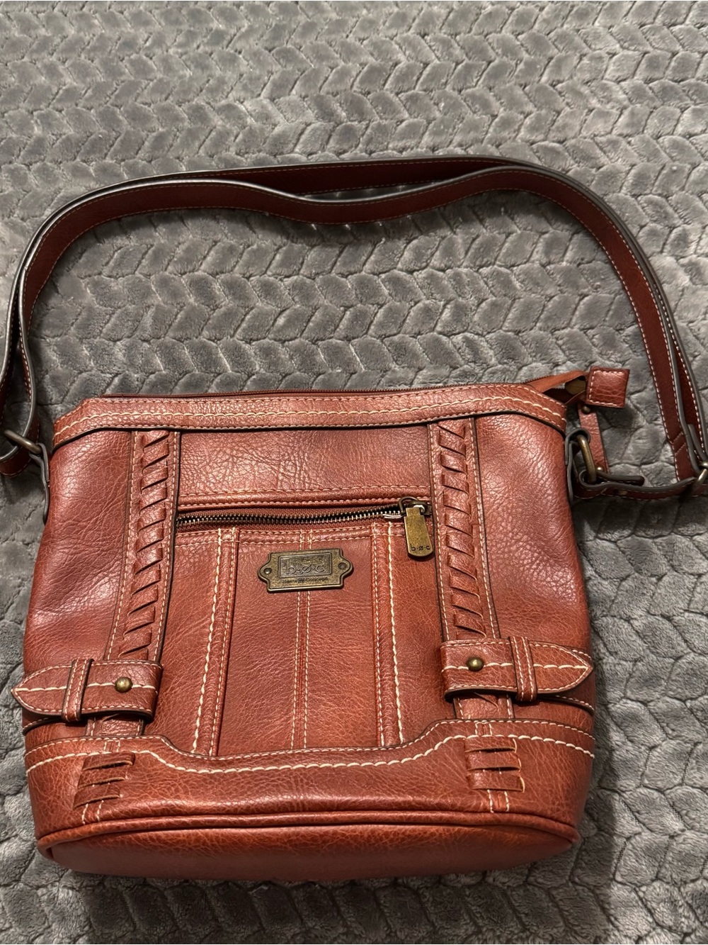 Born Concept b.Ø.c Brown Leather Crossbody Bag